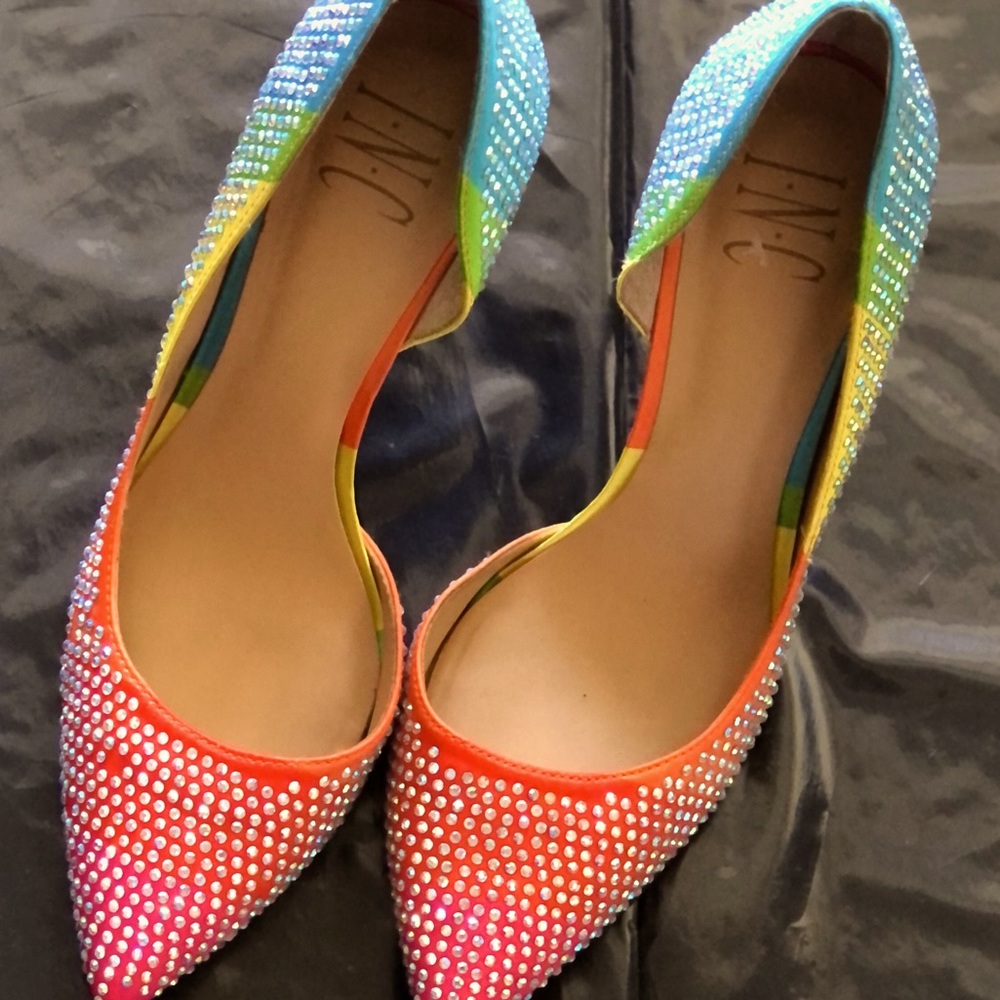 Heels 3inches INC shoes Pink yellow green aqua green  size 6M